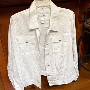 100% Linen white jacket Lucy & Laurel womens 1x